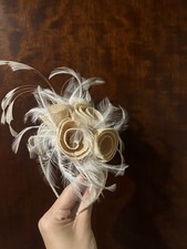 Cream Ivory Headband Fascinator Flowers And Feathers Used Once From My Hat