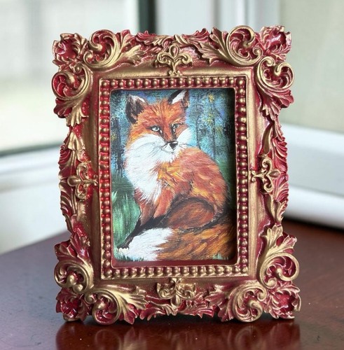 Red fox mini watercolor - red,