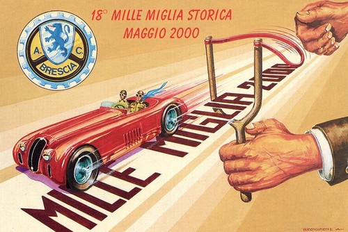 Vintage cars mille - mille, print