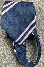 Mens Navy Blue Pink Striped