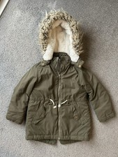 H&M Age 4-5 Khaki Green Girls Parka Coat Jacket . Great Condition.