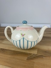 Gabriella Miller Designs Ceramic Teapot Pastel Striped Floral Vintage Style