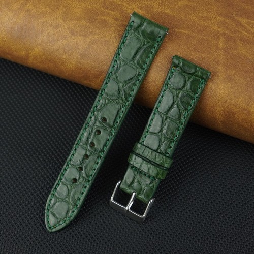 Flat green leather watch - leather,