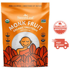 SweetLeaf Organic Monk Fruit Sweetener Granular Zero Calorie Keto 240g (8.47 oz)