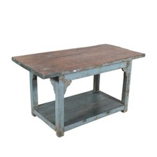 Antique Blue Patina Teak Indian Kitchen Table Work Bench Gujarat c1880 122x183cm