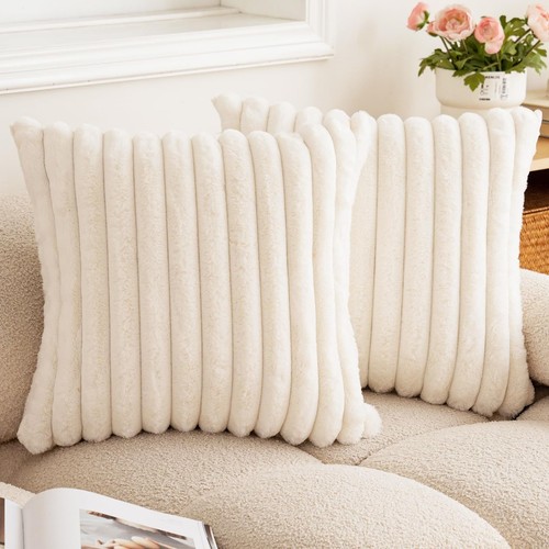 Faux rabbit fur cushion cover - fur,