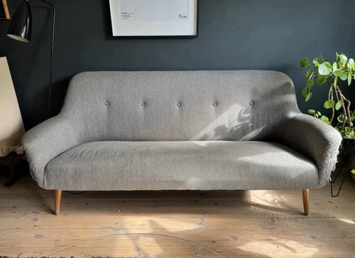 Mid century modern grey fabric - modern,