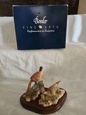 Boxed Border Fine Arts, Hen Pheasant & Chicks + Cock Pheasant Figurines 1990