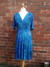 Brora Liberty Print Jersey Dress Blue Green 12 New