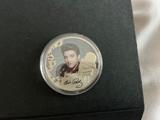 elvis presley collectible half crown coin in plastic case.Silver plated