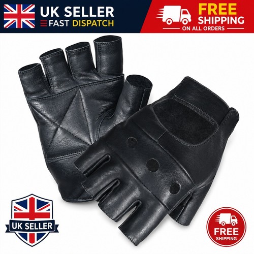 Leather fingerless gloves - leather,