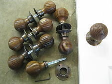 Pr of Victorian Edwardian Reproduction Rosewood Beehive Door Knobs & Roses RES8