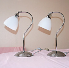 TWO CHROME RICHMOND DESK LIGHTS WITH OPAL GLASS SHADES FROM FOCUS DIY