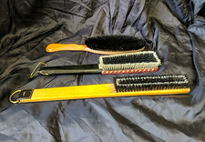 3 Vintage Wooden Clothes Brushes Includes 2 Leather Bound