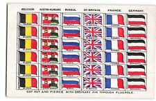 WW1 flags Cut out pierce with pin through flagpole Novelty Postcard