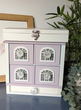 Gorgeous Unique Hand Painted Wooden Jewellery Box Organiser Storage Case