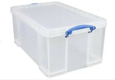 Really Useful 64 Litre Clear Sturdy Plastic Lidded Stacking Storage Box