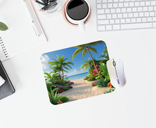 Mouse Mat Pad - Sandy Beach Holiday Sea Sand Laptop PC Desk Office UK MADE P&P