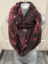 Ladies Galaxy Cosmic Print Purple Black Infinity Round Eternity Loop Scarf