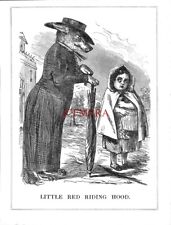 'Little Red Riding Hood' Antique 1851 Engraved Punch Cartoon Print 153/L
