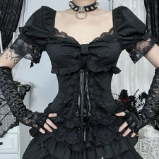 Women Gothic Blouse Lace Puff