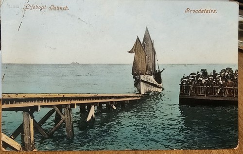 Antique 1908 postcard lifeboat - antique,
