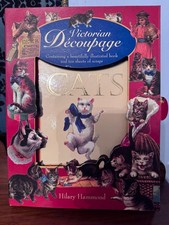 CRAFTING:  Hilary Hammond Book VICTORIAN DECOUPAGE: CATS  + 10 Sheets of Scraps