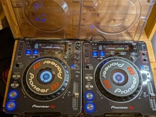 Two (2x) Pioneer CDJ 1000 Mk3 Turntables with Dust Covers - Custom Blue Edition