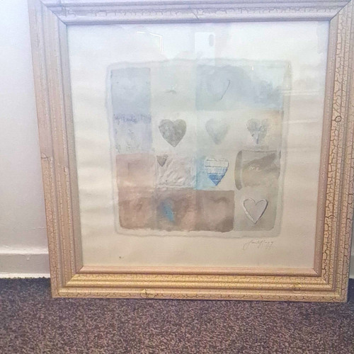 Framed signed heart art - heart, print
