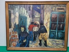 Framed Unsigned Naive Folk Art Nato CND Oil on Board Painting & Party in Verso