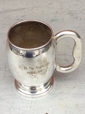 VINTAGE HMS AMBUSH SUBMARINE A1 SILVER PLATED TANKARD, DATED 1964-65