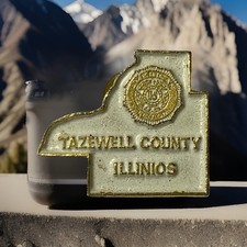 Vintage Tazewell County Sheriff's Badge Shaped Illinois.  Enamel Pin Badge V2 6