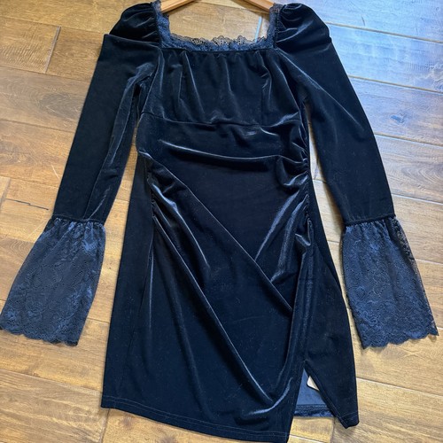 Rihoas black velvet - velvet, dress