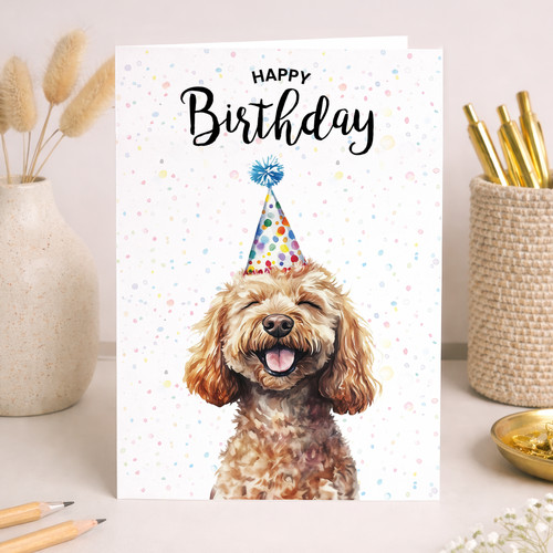 Cockerpoo dog birthday card - dog,