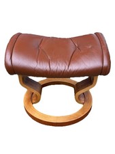 VTG Ekornes Stressless Ginger Brown Leather Footstool Ottoman Recliner