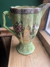 royal bradwell  ASTORIA arthur Wood Green With Floral Design Jug. 21cm Tall.