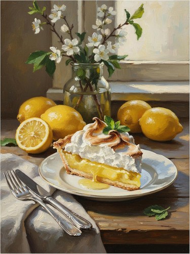 Tile mural lemon pie - mural, still