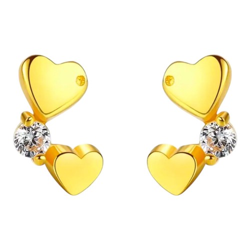 Twin heart cubic zirconia stud - twin,