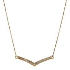 Pre-Owned 9ct Yellow Gold 16 Inch Diamond Set Wishbone Necklace 405mm(16") 9c...