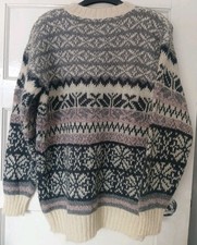 Vintage 90s BNWOT Nordic Icelandic Scandi Yoke Fairisle Mohair & Wool Jumper M-L