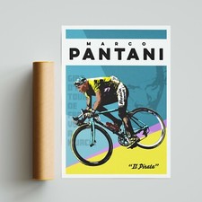 Marco Pantani Italy Cycling Poster Print A4 A3 A2 Wall Art Bianchi
