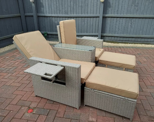 Rattan sun lounger set - rattan,