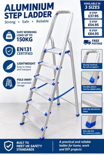 Aluminium step ladder 6 - aluminium,