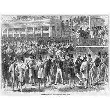 HORSE RACING A Betting Ring at Ascot - Antique Print 1866