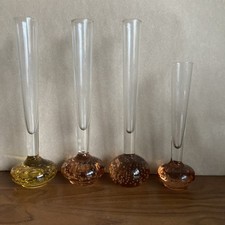 4 MID~CENTURY GLASS BUD VASES