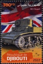 WWII 1942 BATTLE OF EL ALAMEIN British M3 Stuart Light Tank Stamp 2022 Djibouti