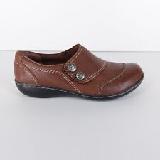 Clarks Women's Size UK 5 D Brown Leather Embrace Charm Slip On Clogs Nurse Shoes