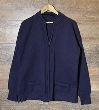 Vintage Le Tricoteur Zipped Guernsey Jacket Navy Blue Wool Knit Fisherman - 42”