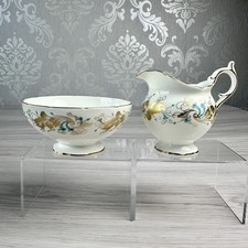 Coalport Strange Orchid Bone China Sugar Bowl & Milk Jug Tea Set Collectable Vtg
