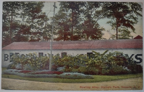 Vintage postcard bowling - bowling, alley